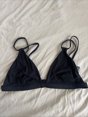 Lauren Ralph Lauren Black Triangle Swim Top with Double Straps - Size M